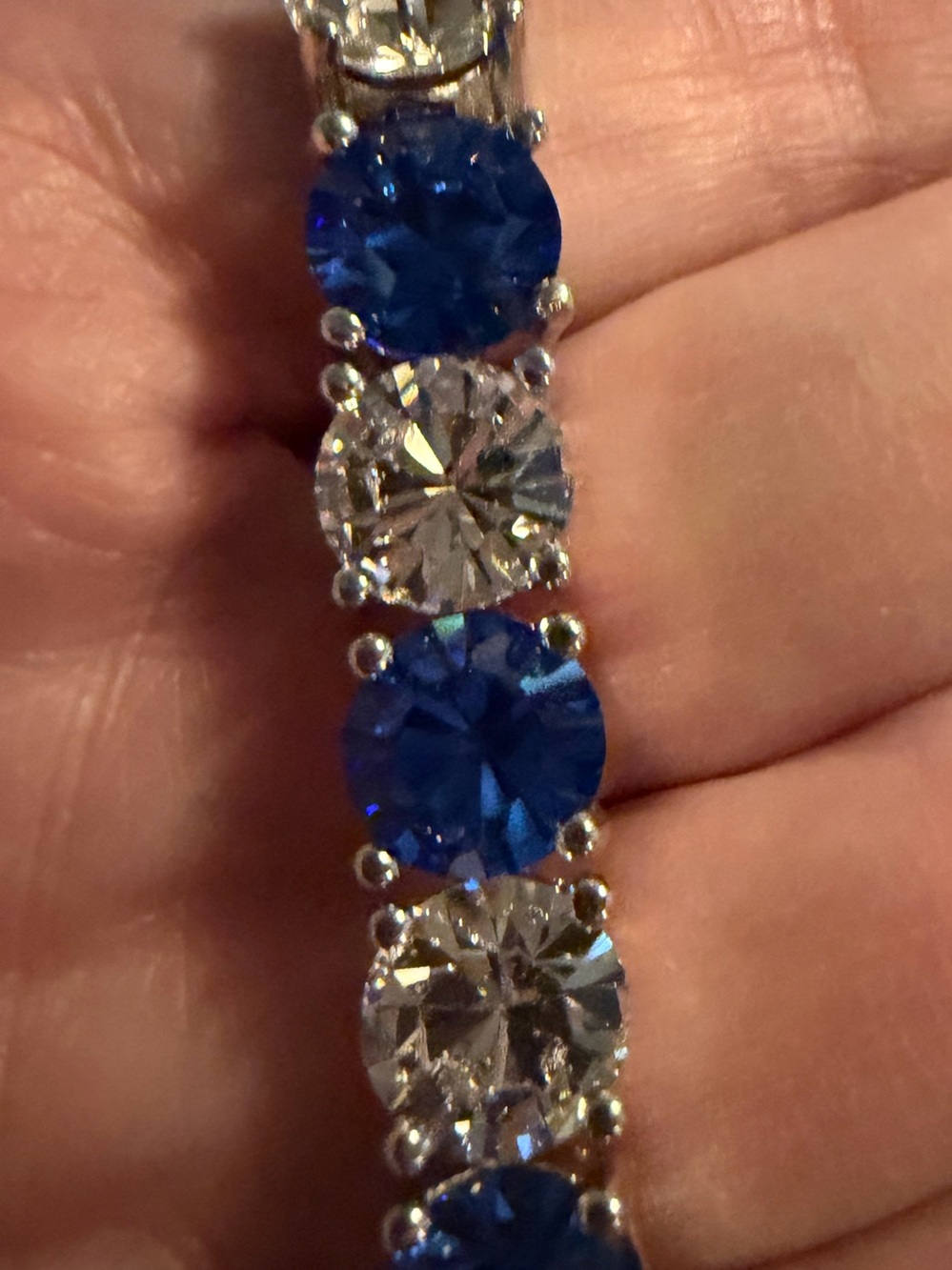 Park lane sapphire snow Silver Tennis Bracelet with Blue and Clear Stones